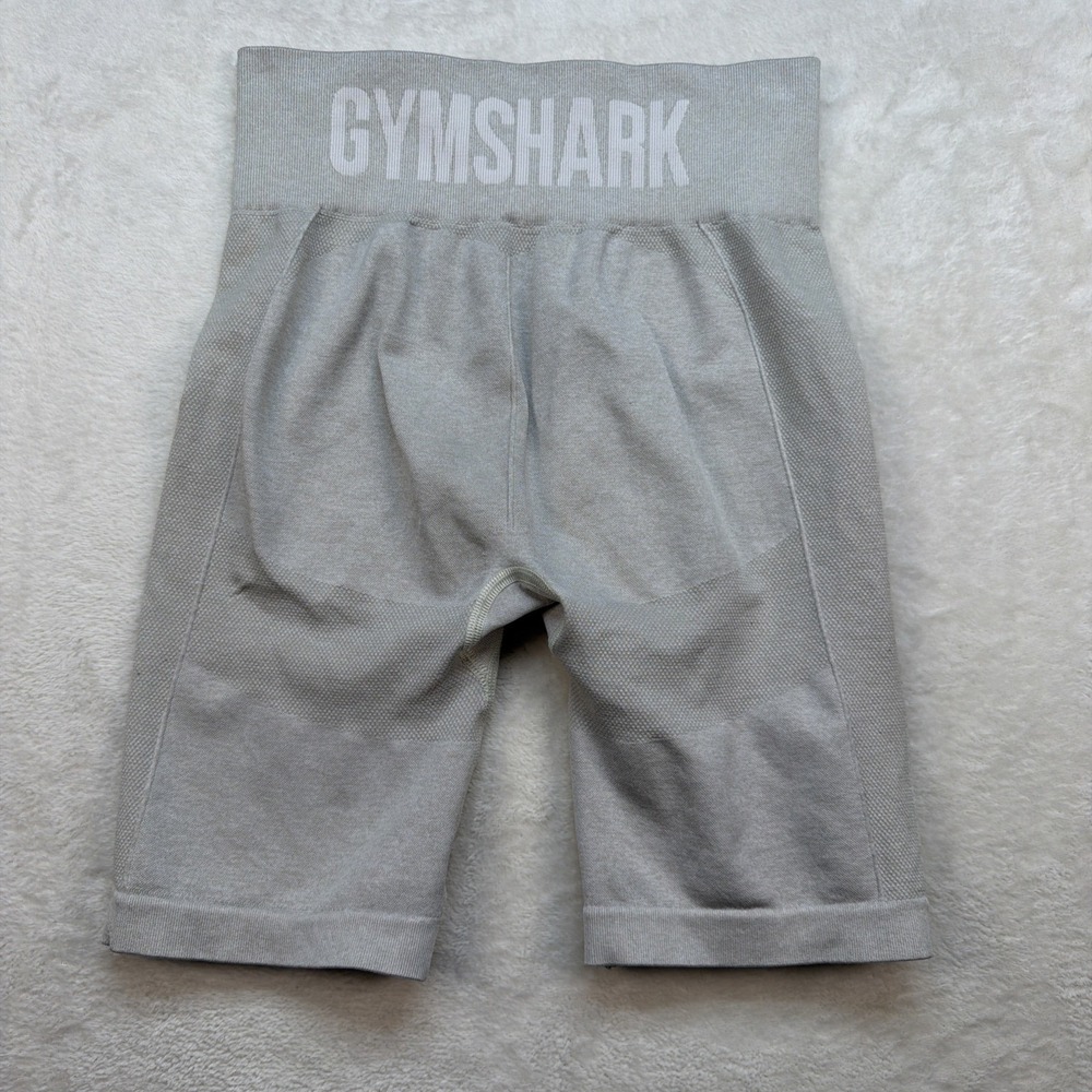 Gymshark Seamless Bike Shorts Gray Logo Waistband Workout Women Medium